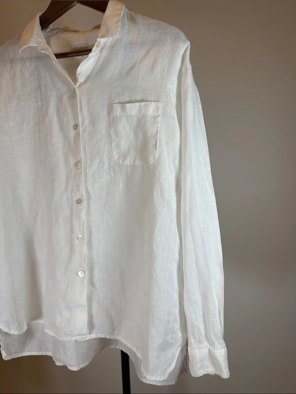 J. Jill White Love Linen Button-Up Long Sleeve Shirt | Size M - Picture 3 of 9